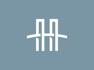 Hudson Heights arch blue bridge h hudson icon illustration logo manhattan negative space new york type