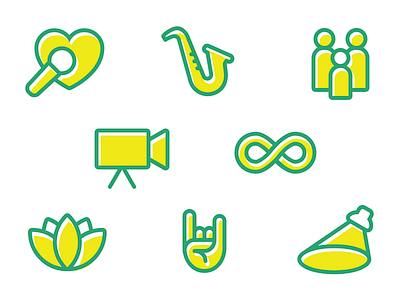 Events color events flat icons pictograms set