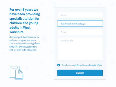 Little contact form children contact form design email form icon students tuition ui ui design yorkshire