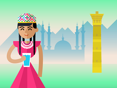 Girl from Xinjiang (East Turkmenistan) charity china geometric girl illustration kids minimalist ngo non profit orphanage simple vector