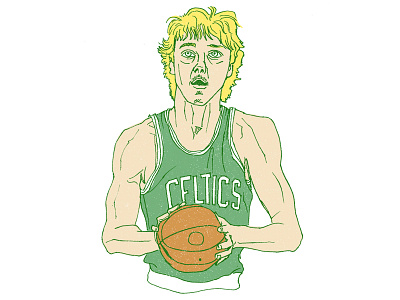 Larry Legend basketball boston celtics hand drawn illustration larry bird legend nba pen and ink sketch