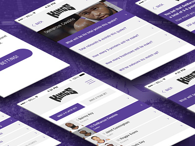 Kings Mobile Prop Betting UX menu mobile navigation screens ui ux