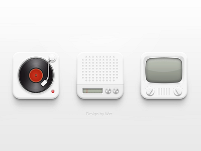 White icon*3 fm icon music radio tv white