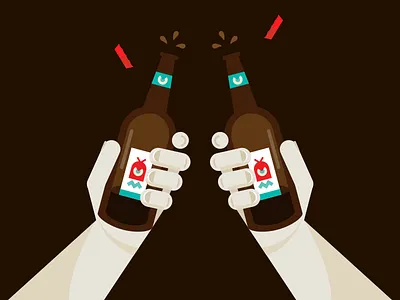 Bottoms Up! beer illustration