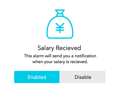 Custom notification bag blue icon money yen