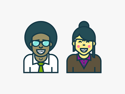 Characters avatar cartoon characters glasses illustration outline people work