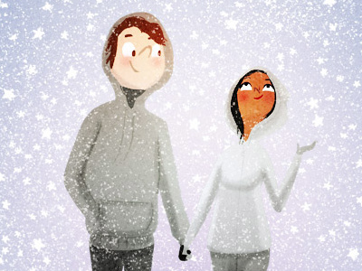 Snow stars blizzard couple snow snowflakes winter