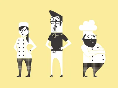 Chef and Supplier Characters 1950s character chef cooking illustration retro salesman sous chef supplier vintage