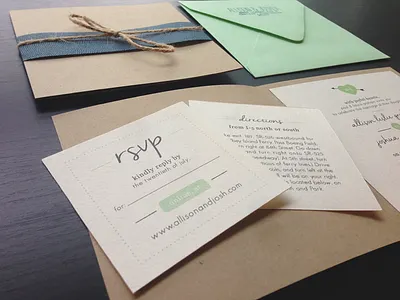 Wedding Invites bride directions groom invite program rsvp seafoam seattle twill wedding