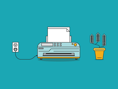 Printer & Succulent flat illustration jade line outlet pot printer succulent tyler stockdale