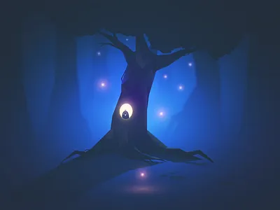 Bird's nest bird fire flies forest tree