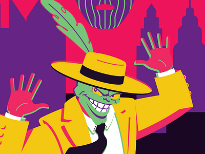 Somebody stop me... 4 color flat hat jim carrey mask vector zoo suit