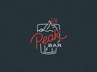 Peak Bar bar inline lettering logo mountains peak rocks