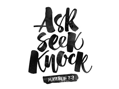 Ask, Seek, Knock Tees Design brush lettering brushpen dexsarharry font fonts hand lettering lettering logo majestype typography wordmark