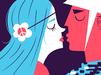 love + war colors faces hippie illustration kiss peace people portraits soldier war