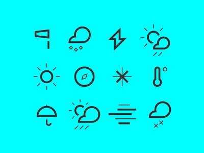 The Weather Is Fine Iconset cloud compass eyesbleed hail haze humidity lightning sunny umbrella windsock