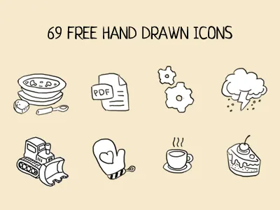 hand drawn icons cake cup download free gears icons pdf pie storm sup tractor