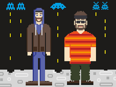 Aesop Rock and Rob Sonic 8-bit poster 8bit aesoprock bitmap connecticut hiphop illustration music poster rap