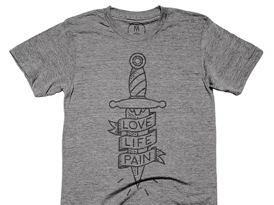 Love Life Pain T-Shirt cotton bureau dagger design illustration life line art love love life pain pain tattoo tshirt tshirt design