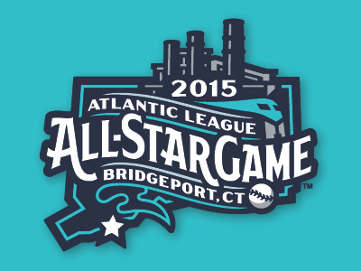 2015 Atlantic League ASG all star game baseball branding connecticut event smokestacks sports train typography