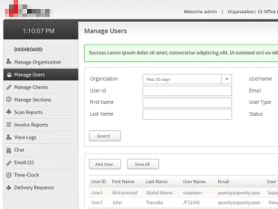UI - Manage User app clean design gray interface manage setting soft ui user web web application