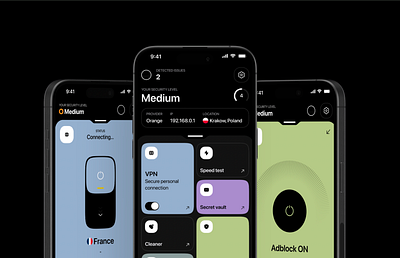 Security App adblock app design secret vault security app speedtest ui ux vpn