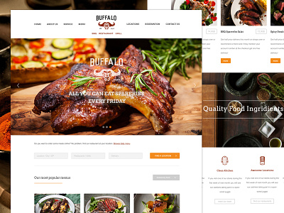 Restaurant Template flat food landing page menu restaurant template theme webdesign