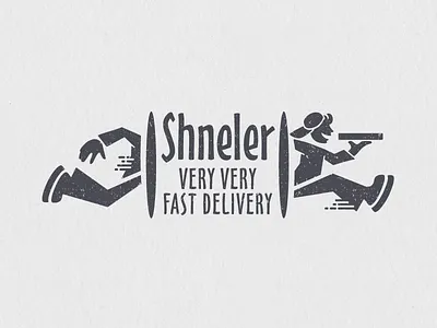 Shneler boy character delivery fast logo pizza run vector