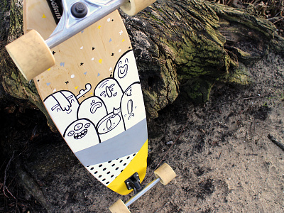 Longboard drawing longboard monsters posca skate wood