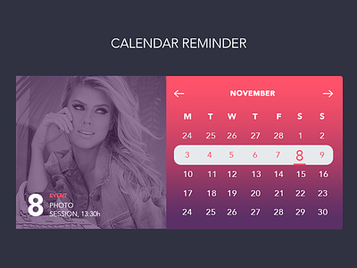 Calendar Reminder calendar color date flat graphic interface photoshop reminder uiux widget year