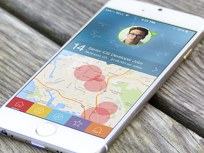 Career App Dashboard avatar bottom dashboard glass ios jobs map mobile nav profile skills tabs