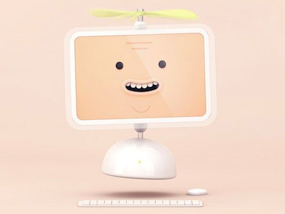 New Computer 3d c4d computer face fly