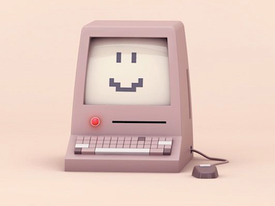 Old Computer 3d c4d computer face happy