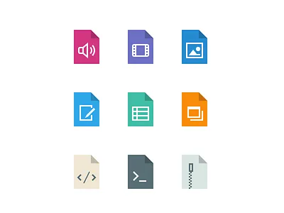 Flat File Types filetypes flat icons mime page paper