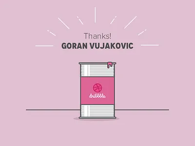 Thanks Goran Vujakovic cans dribbble icon illustration outline pink thanks