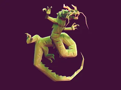Dragon 3d animal concept dragon japanese low poly zbrush