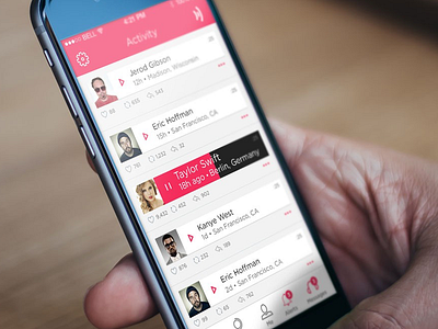 Heilo activity app feed flat mobile pink social voice