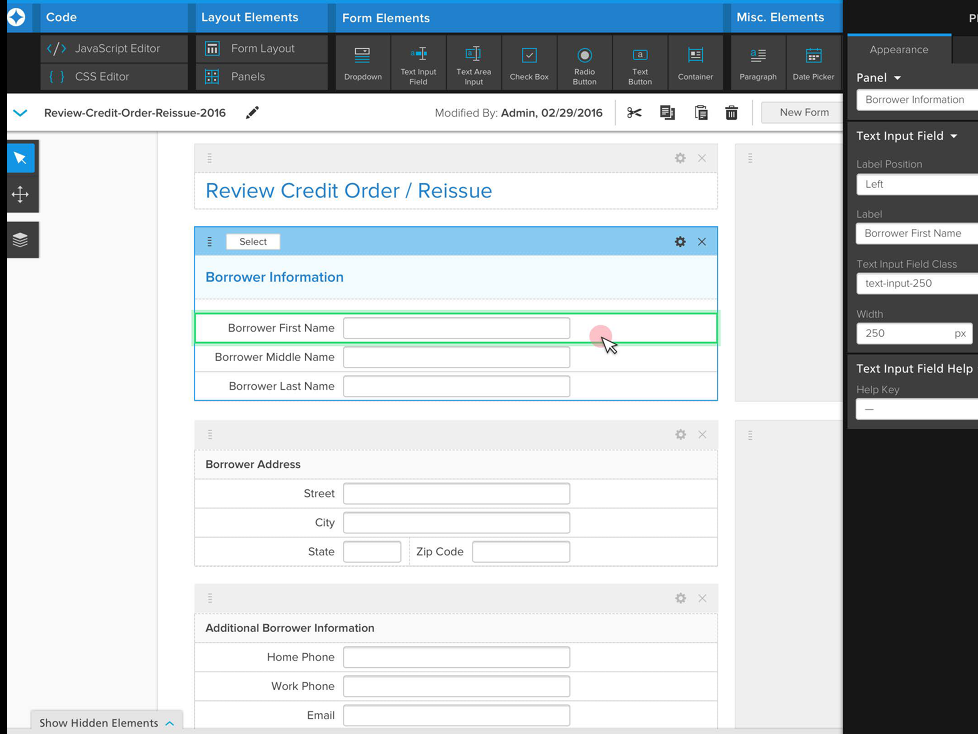 Form Builder active enterprise form input menu ui ux