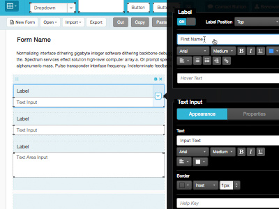 Form Builder active enterprise form input menu ui ux