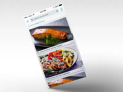 Food list feed interface ios 8 light ui semi skeuomorphic ui wip