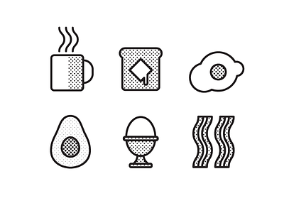 Breakfast and art black breakfast flat icons line white