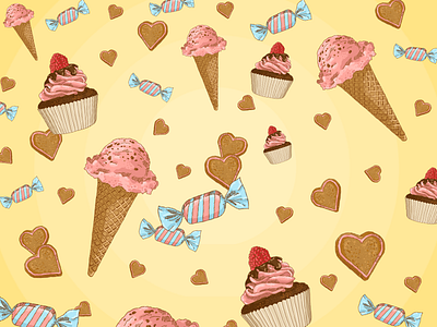 Sweet pattern drawing illustration pattern patterns sweets