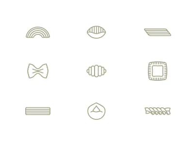 Pasta icons icons illustration line pasta
