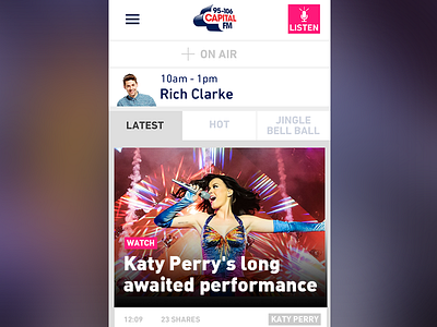 Capital FM design djs interface list mobile music news radio ui ux web website