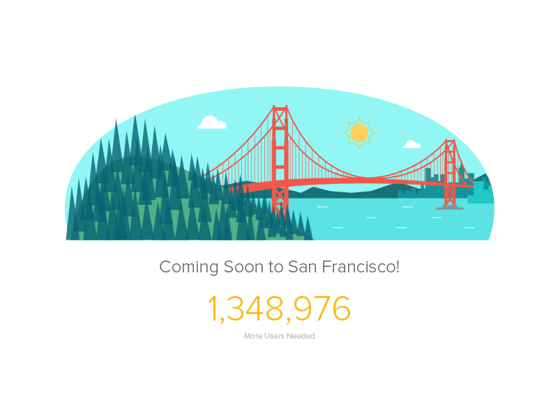 Illustration | Coming Soon to the Bay Area client design diagram freelance fun golden gate bridge illustration illustrator iphone san francisco sunshine yellow