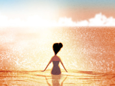 dawn art bathing suit beach digital illustration ocean sunrise