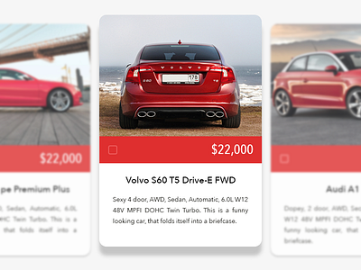 Moto Vouch Cards car card clean dealership popup ui ux web