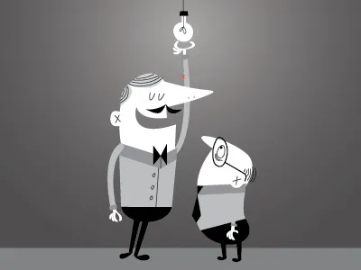 How to screw in a lightbulb 1950 black and white bowtie illustration retro style