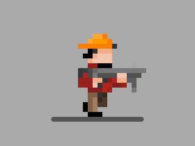 Walking cycle + machine gun animation lo fi pixel pixelart retrogame walk