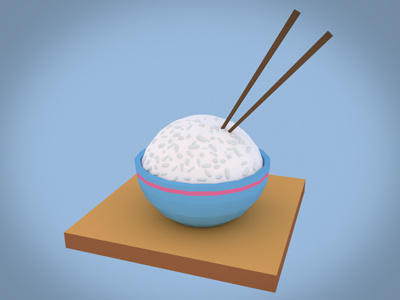 Rice Bowl 3d blender blender3d illustration low lowpoly poly